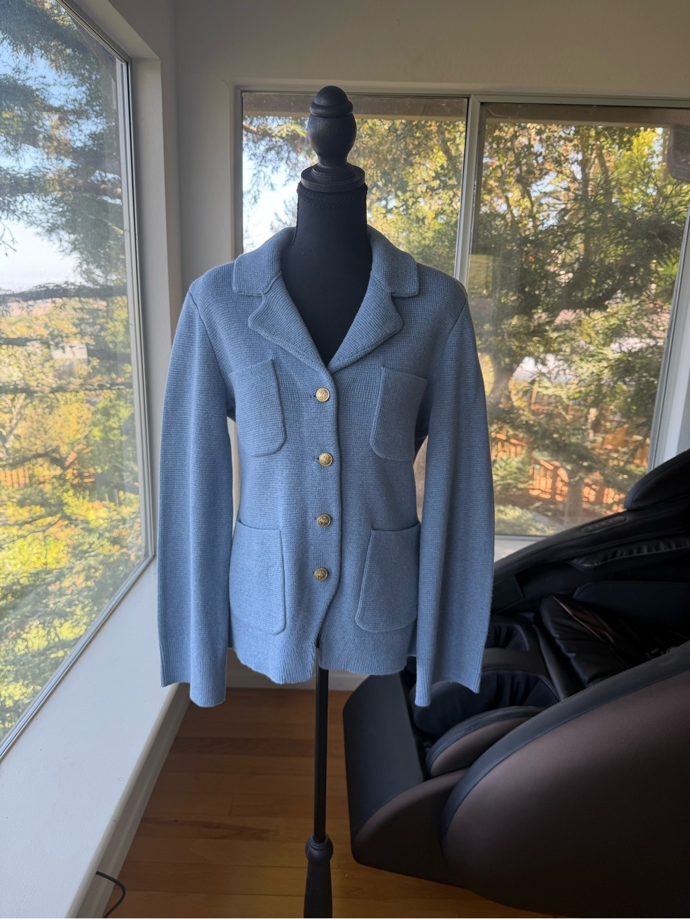 NWT Alex Mill London Sweater Jacket in Cotton Cashmere Medium Dolly Blue